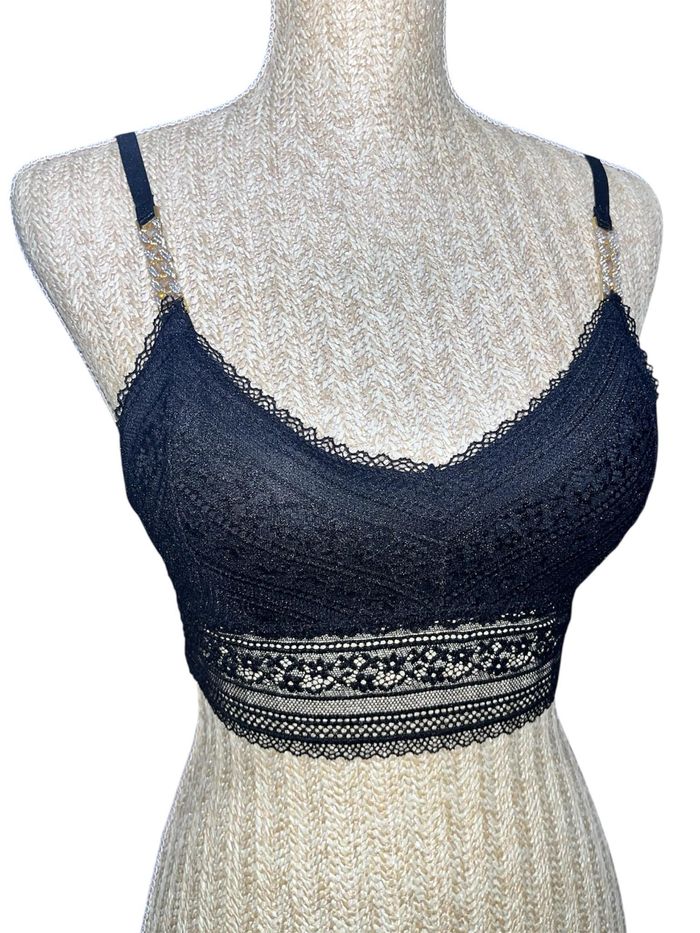 Brassière Bixtra en dentelle noire avec strass Taille S/M Neuf