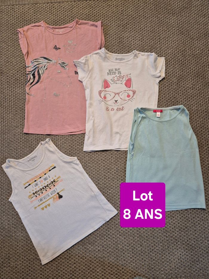 Lot de 4 Tshirts mc fille - 8 ans