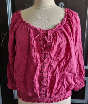 Blouse rose à manches longues taille 44