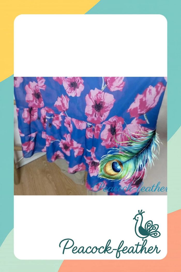 Robe longue fleurie bleue et rose TU - photo numéro 4