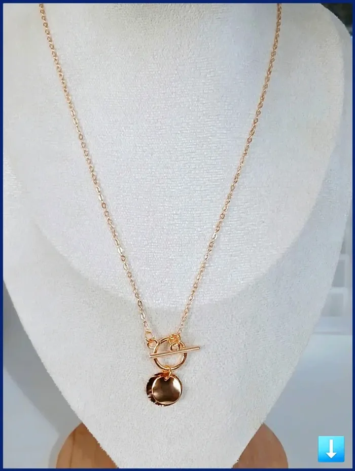 Collier doré pendentif anneau  tendance chic été - photo numéro 2