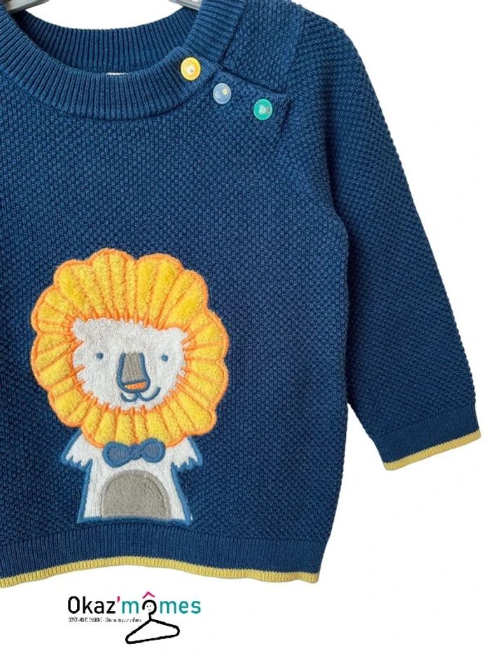 Pull 100% coton bleu et jaune, motif lion - Sergent Major 9 mois - photo numéro 3