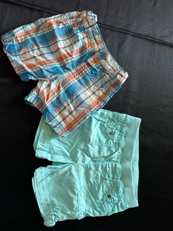 Lot 2 shorts 18 mois bleu et rayures bleues