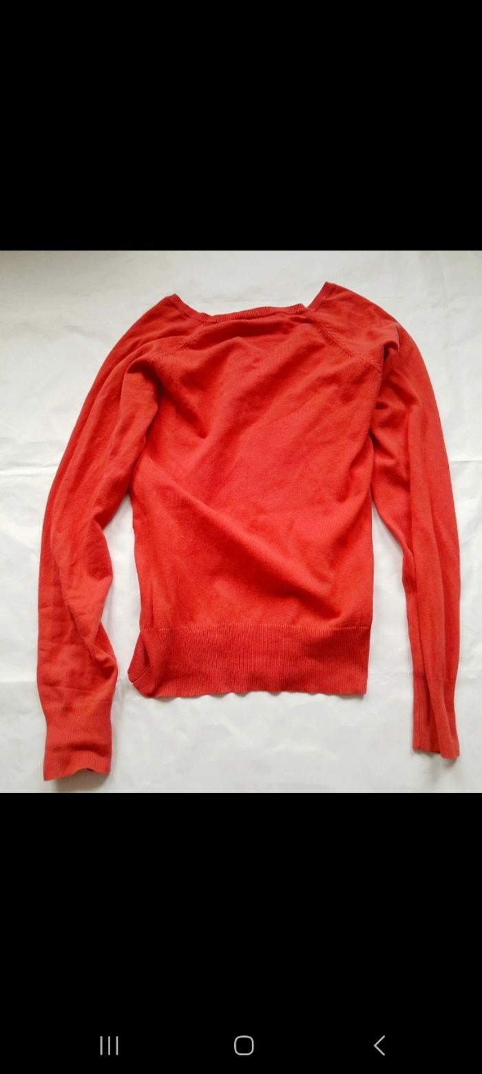 Pull fin femme col en V rouge Yessica taille S - photo numéro 2