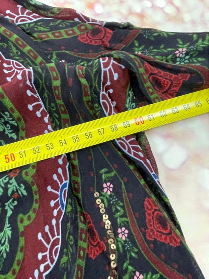 Chemise ZARA voile sequins paisley et col velours L - photo numéro 5