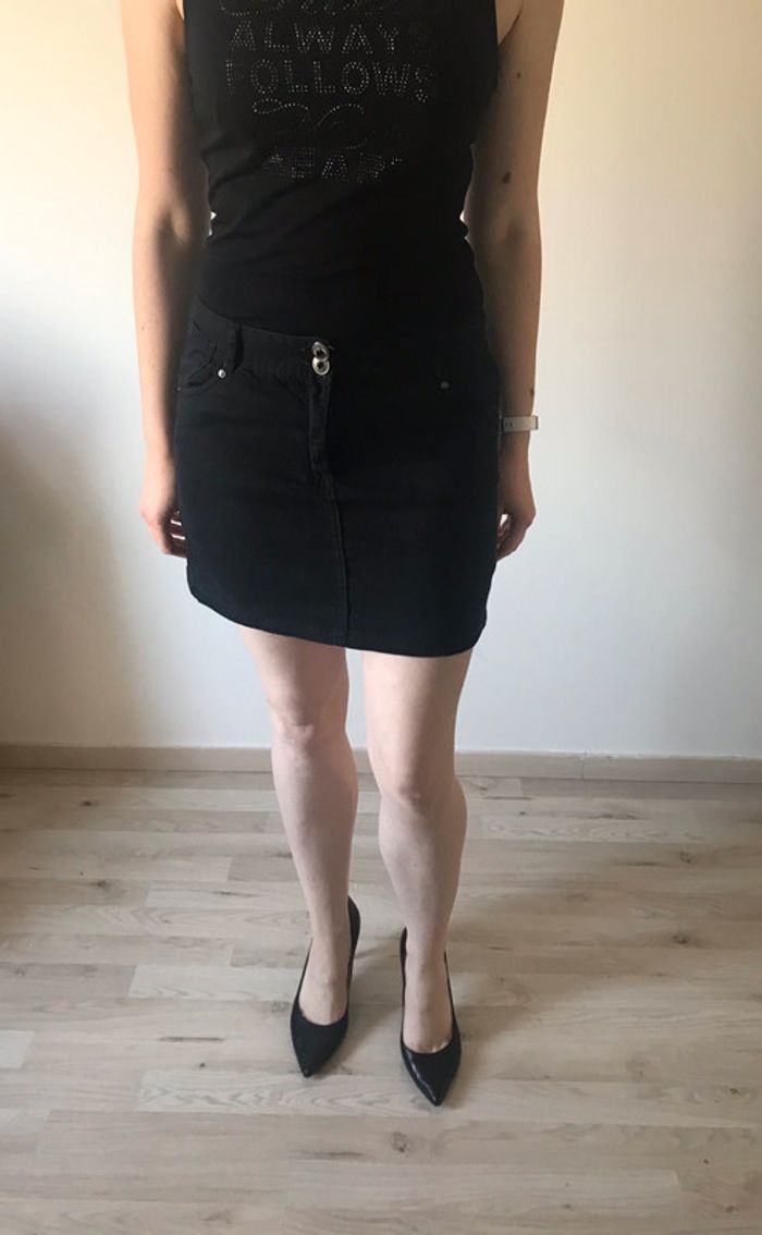 Jupe en jean noire avec motif kiabi - photo numéro 4