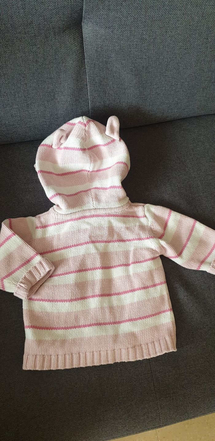 Gilet à capuche rose tiny little 3/ 6 mois - photo numéro 2