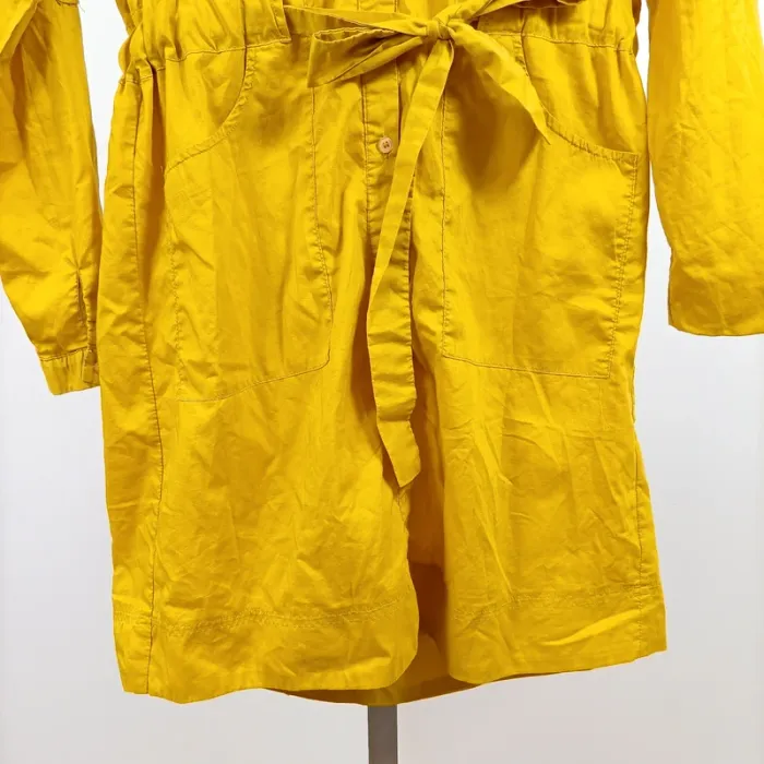 Robe chemise jaune moutarde Beauty Fashion col à strass ceinture T40 100 % polyester A1269 - photo numéro 5