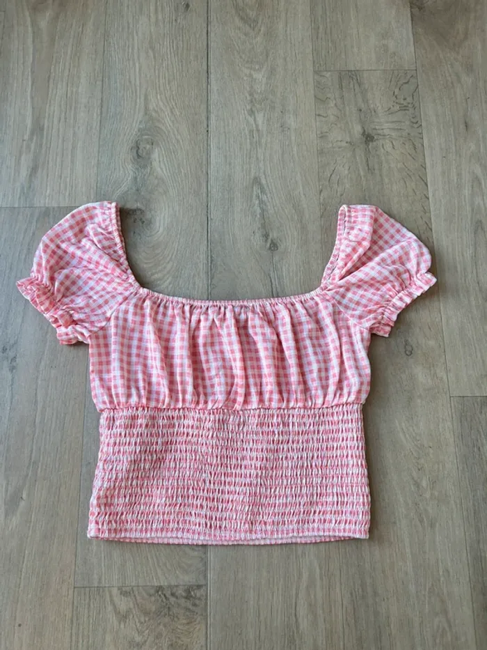 Haut vintage Vichy Rose - photo numéro 4
