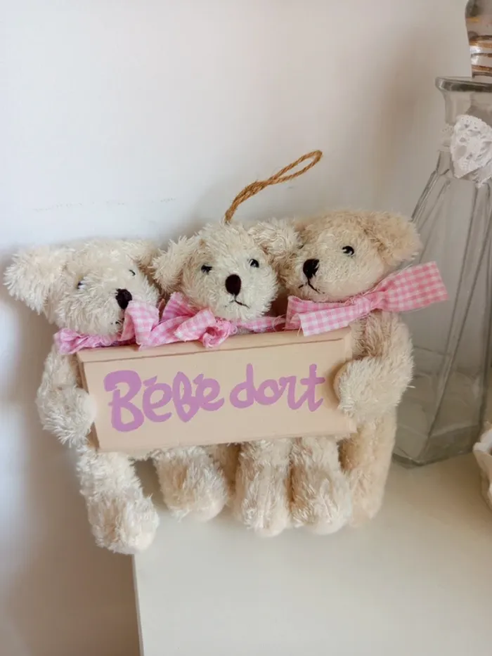 Lot déco oursons shabby pour chambre bébé fille - photo numéro 9