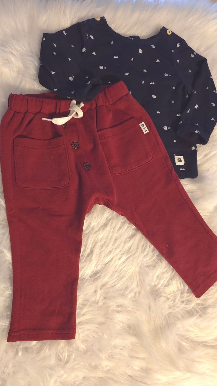 (Neufs non portés) 😍🥰💙superbe  ensemble teeshirt et pantalon 9mois garçon 💙🥰😍 - photo numéro 3