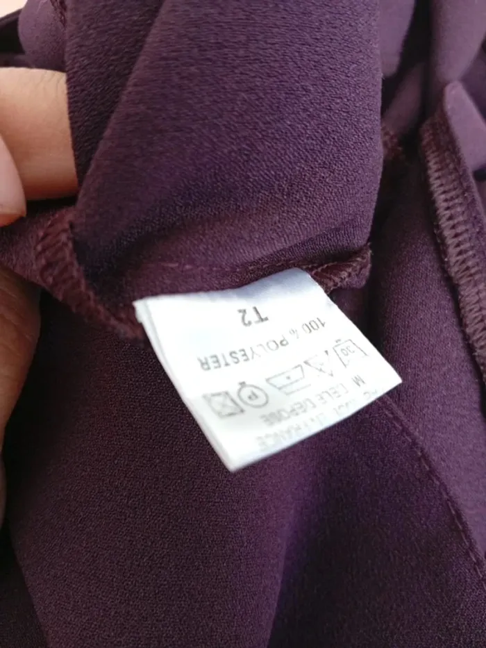 Robe d'été violette élégante avec ceinture manches trois quart taille 2 - photo numéro 6