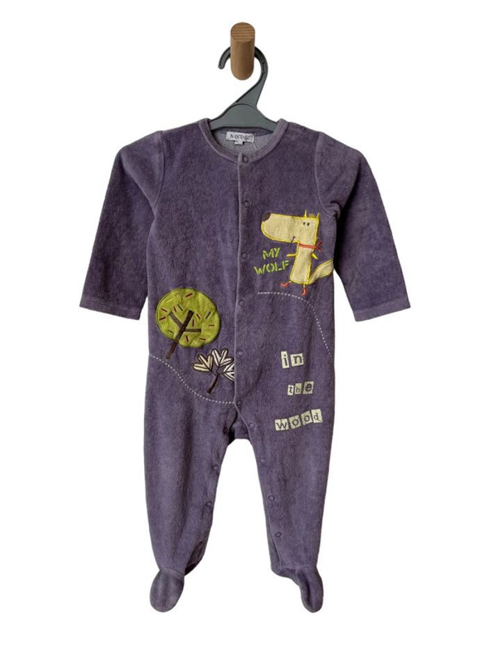 Pyjama velours violet (loup et arbres) - In Extenso 12 mois (80cm)