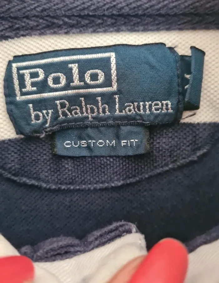 Polo Ralph Lauren rayé marine et blanc - Taille M - photo numéro 4