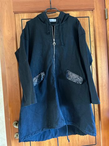 Longue veste noire  étoile zippée avec capuche April Vintage