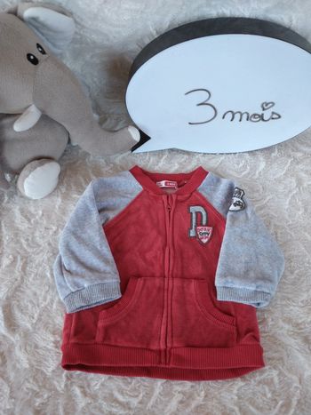 Gilet zippé velours Garçon 3 mois Dpam