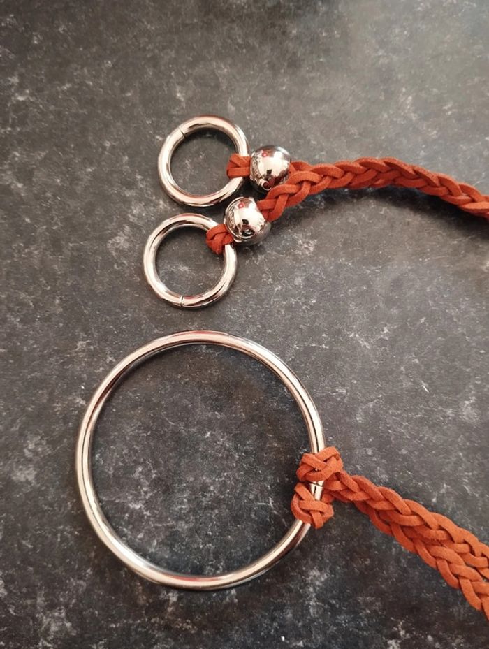 Neuve Ceinture décorative marron avec anneaux - photo numéro 2