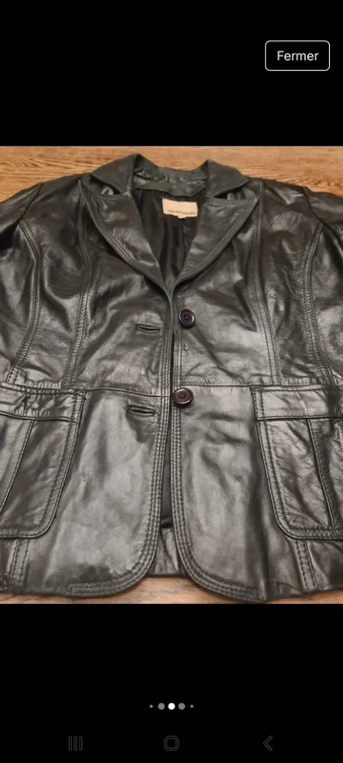 Blazer noir en cuir vintage Splendido taille 40 - photo numéro 12