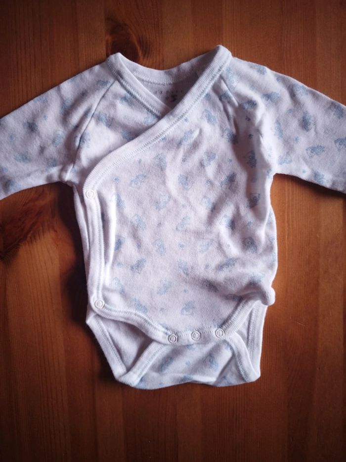 Lot de 4 bodies blanc et bleu taille naissance - photo numéro 4