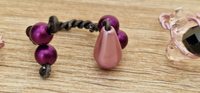 Lot De 3 Bagues Réglables En Métal Rose Gris Perles Cristal - photo numéro 9