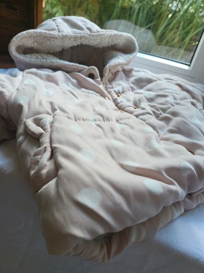 Manteau chaud rose poudré pois 18 mois - photo numéro 3