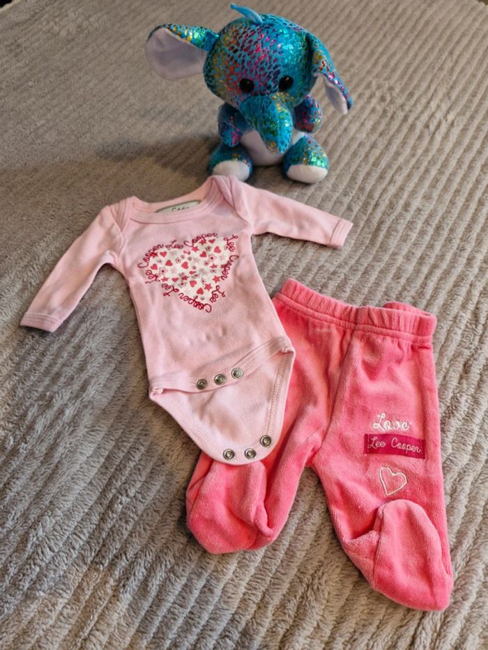 Ensemble body et pantalon velours fille naissance Lee Coopere
