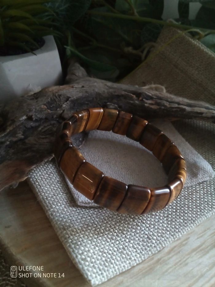 Bracelet oeil de tigre, pierres naturelles - photo numéro 2