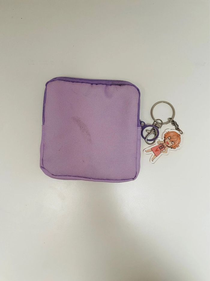 Pochette porte monnaie kawai violet blanc rose trousse kawaii - photo numéro 2