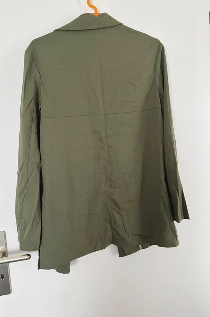Blazer léger effet lin vert kaki - Bershka - photo numéro 4