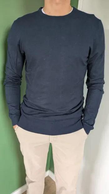 Pull fin bleu marine Zara