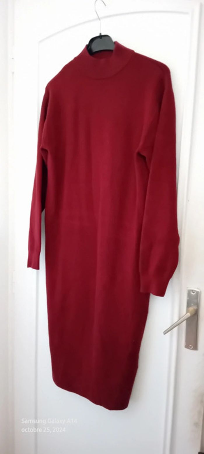 Robe pull longue col montant bordeaux  femme 34/36 - photo numéro 3