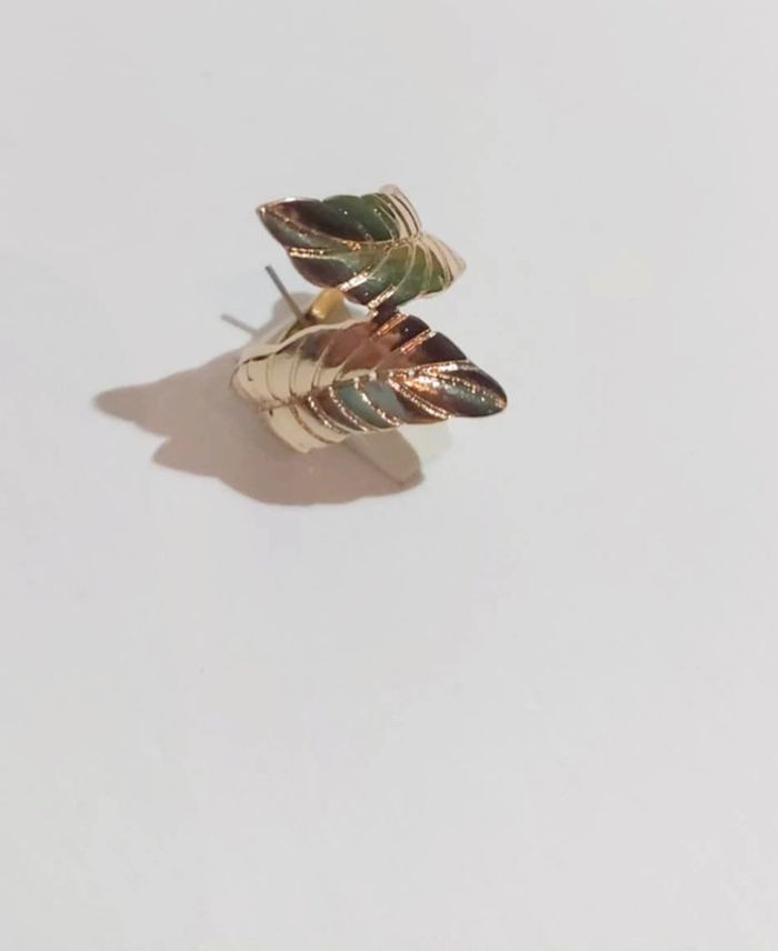Bague dorée feuille double t54 - photo numéro 2