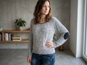 Pull chiné noir et blanc en coton Taille 5 Cache Cache neuf