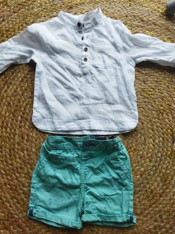 Ensemble chemise manches longues short