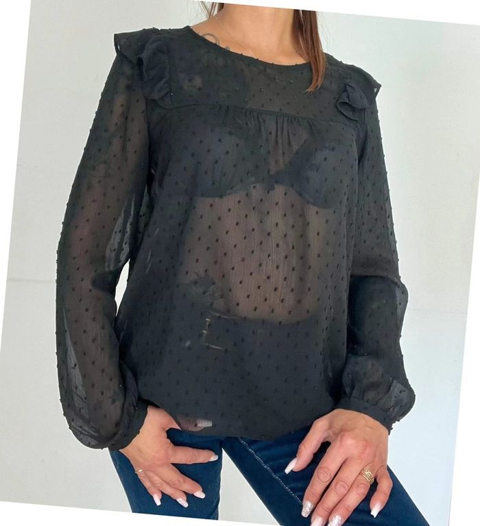 Blouse noire manches longues taille 40 - etam - photo numéro 3