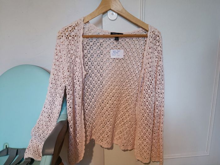 Gilet dentelle rose Mango t 40 - photo numéro 2