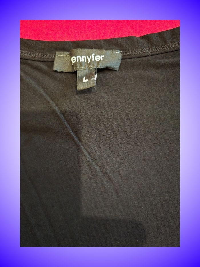 Top Cache-cœur 2-en-1 Jennyfer – Effet Double V-Neck – Noir & Blanc – Taille 40 L – Très Bon État - photo numéro 3