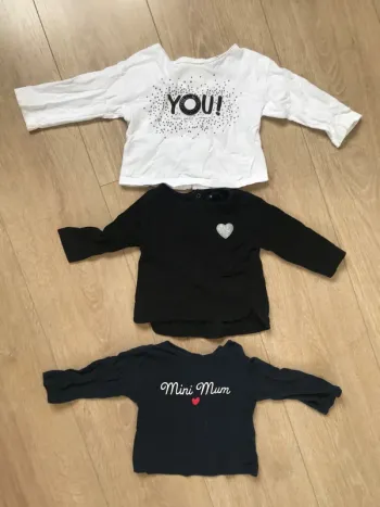 Lot de 3 t-shirts manches longues 6 mois