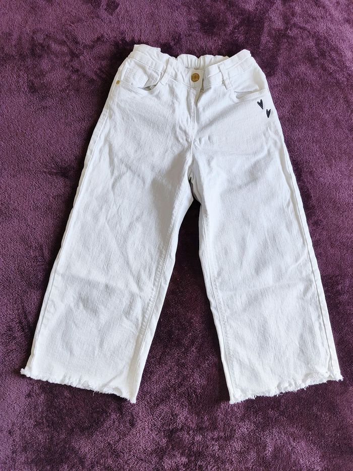 Pantalon fille  jeans large blanc Orchestra 10 ans