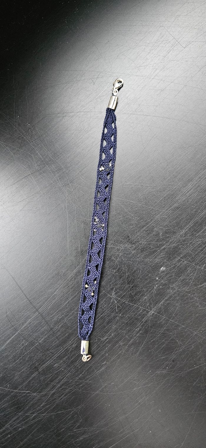 Bracelet dentelle bleu marine avec perles et motif étoile – bijou fantaisie - photo numéro 5
