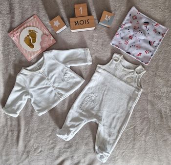 Ensemble salopette + gilet blanc velours sergent Major 1M (BE)