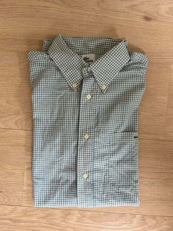 Chemise Lacoste homme à manches courtes – carreaux Vichy bleu/blanc – T.39