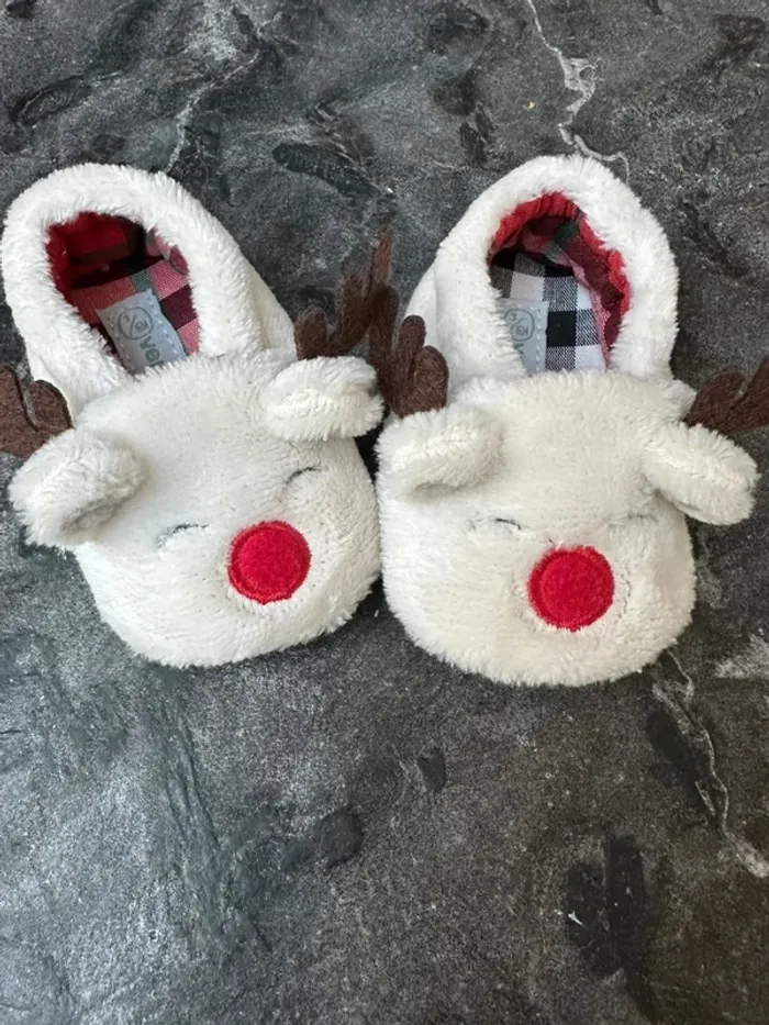 Petit chausson rennes noël vertbaudet 3/6 mois - photo numéro 2