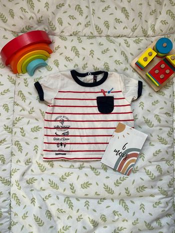 teeshirt manches courtes blanc rayé rouge 6 mois sergent major