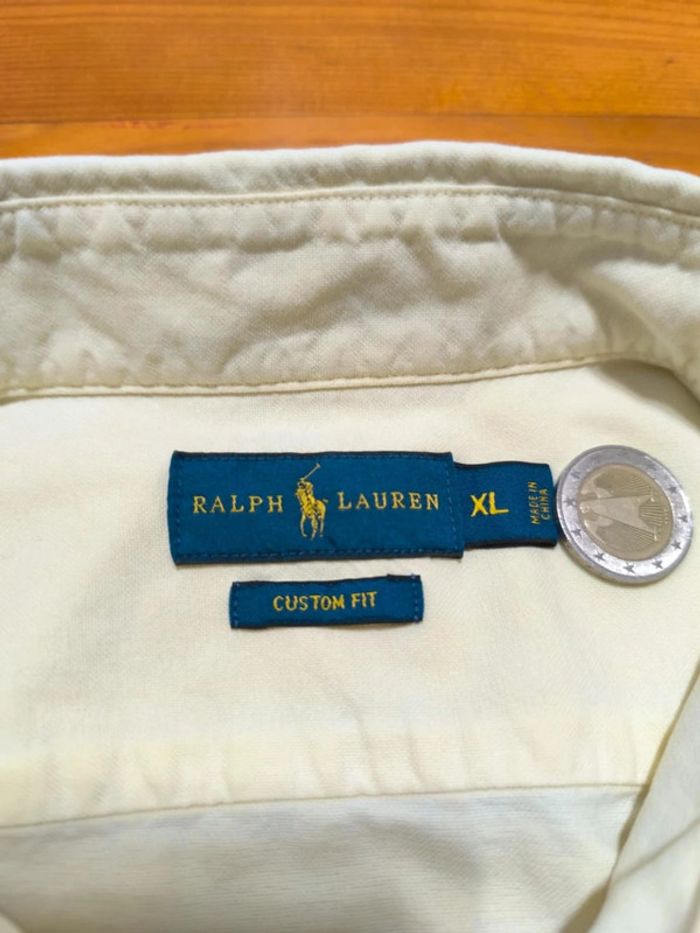 Chemise Ralph Lauren - Custom Fit - Logo brodé gris - Jaune - Taille XL - photo numéro 9