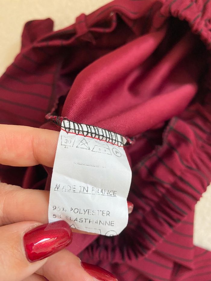 Pantalon Legging Rayé Bordeaux TU - photo numéro 4