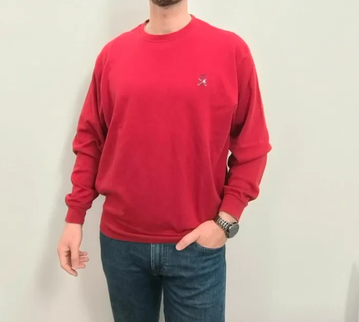 Magnifique Sweat homme polo golf taille L rouge logo bleu marine excellent état