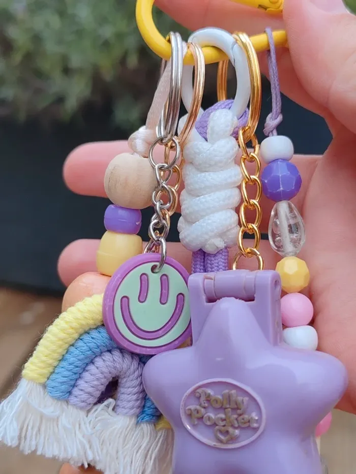 Bijou de sac porte clé Polly pocket vintage violet - photo numéro 8