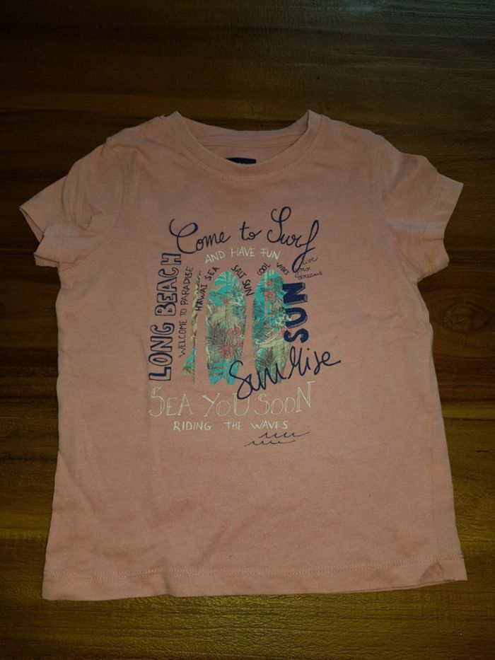T-shirt rose garçon planche de surf