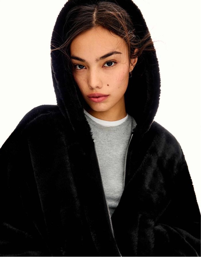 Veste fausse fourrure noir capuche hiver - photo numéro 2